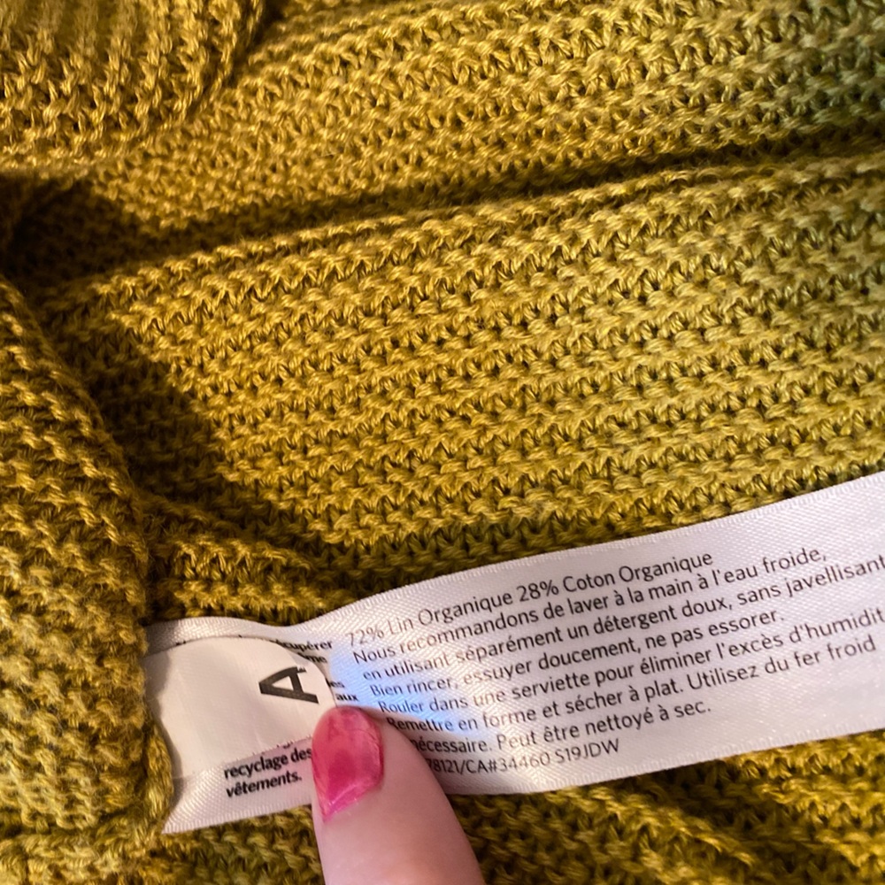 Eileen Fisher Knit Tunic Organic Cotton/Linen Top Olive Green Women Small NWOT - Picture 7 of 11